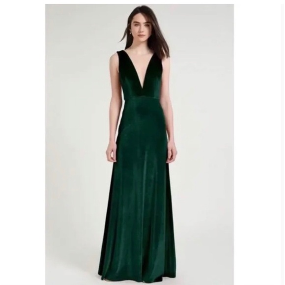 Jenny Yoo Collection Logan Velvet Gown - Size 0 (Hemmed to 55") - Picture 1 of 13